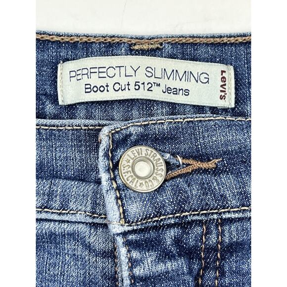 Levi's 512 Jeans Womens 16 Short Perfectly Slimming Stretch Bootcut Medium Wash - Picture 2 of 10